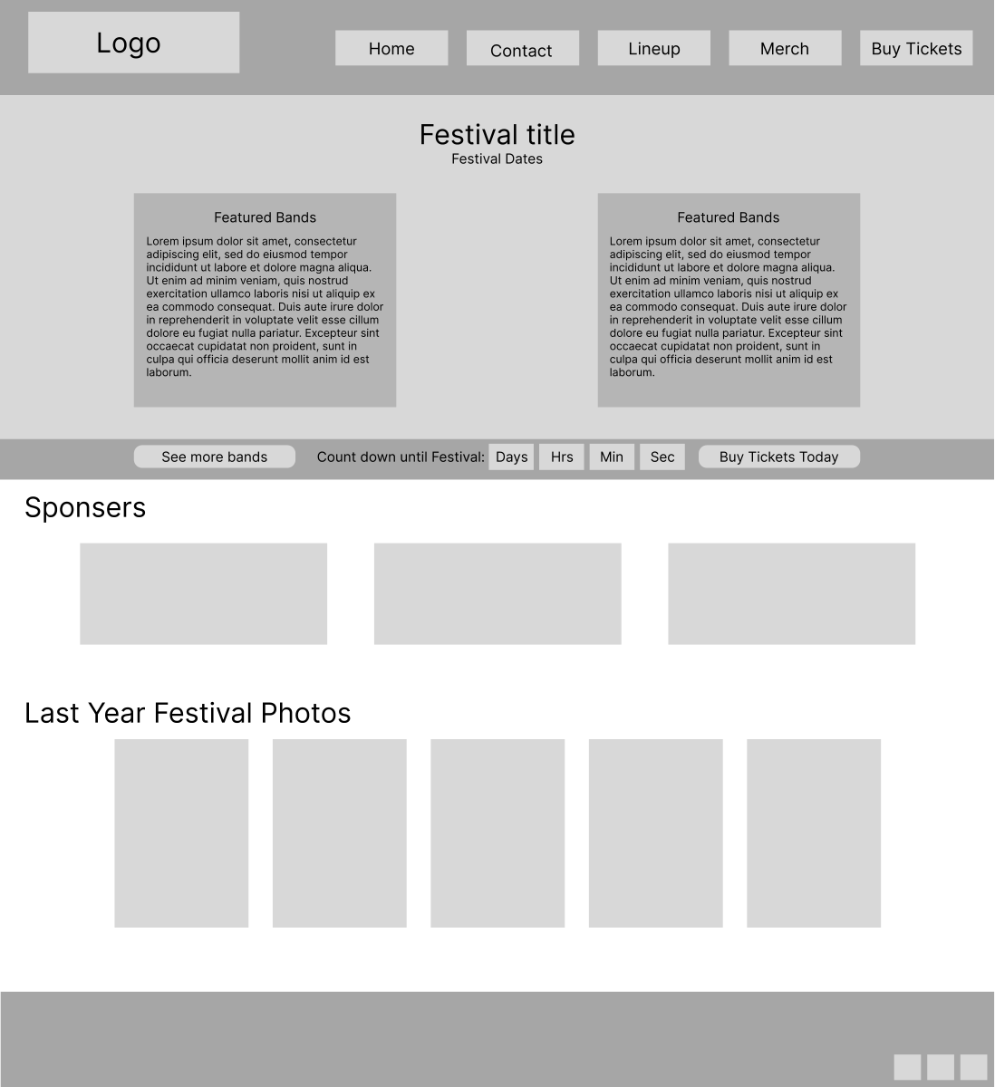 Home page wireframe