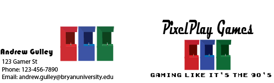 PixelPlay Games business card
